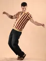 Maroon Striped Flat Knit Shirt
